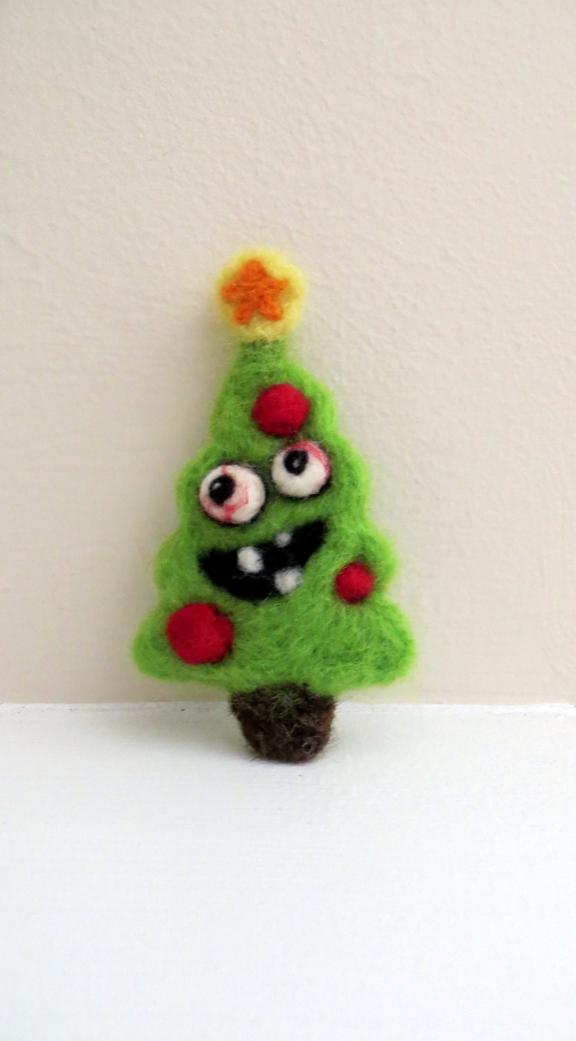 Needle Felted Christmas Tree Pin or Ornament - Made to Order