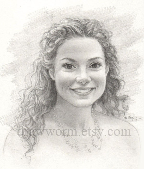 Custom Bridal Pencil Portrait from Photo - Single subject, 9x12