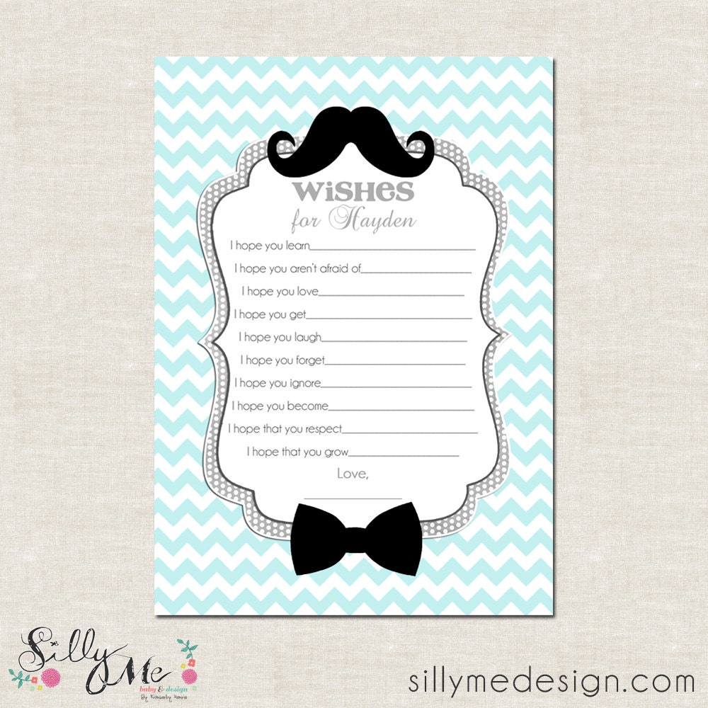 MATCHING PRINTABLES- Wishes for baby- Little Man- Custom Wishes for baby Card