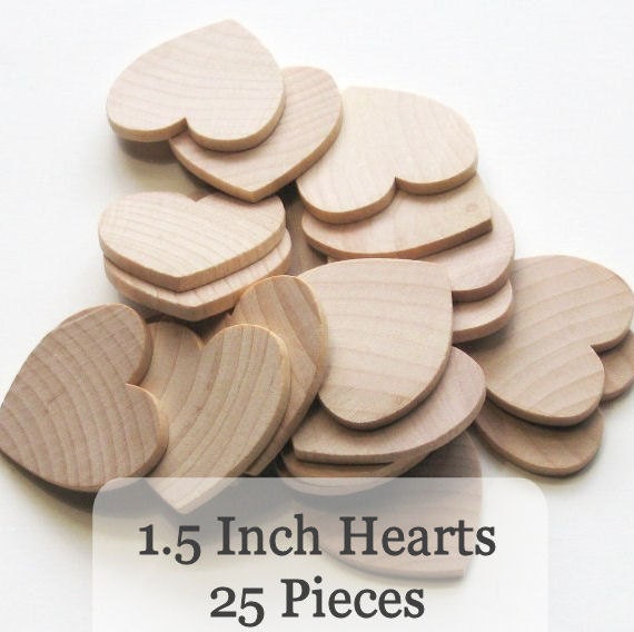 Unfinished Wooden Hearts - 1.5 inch - Pack of 25