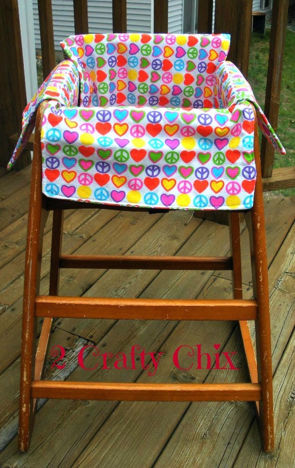 Peace Signs and Hearts  Restaurant High Chair and Shopping Cart Cover