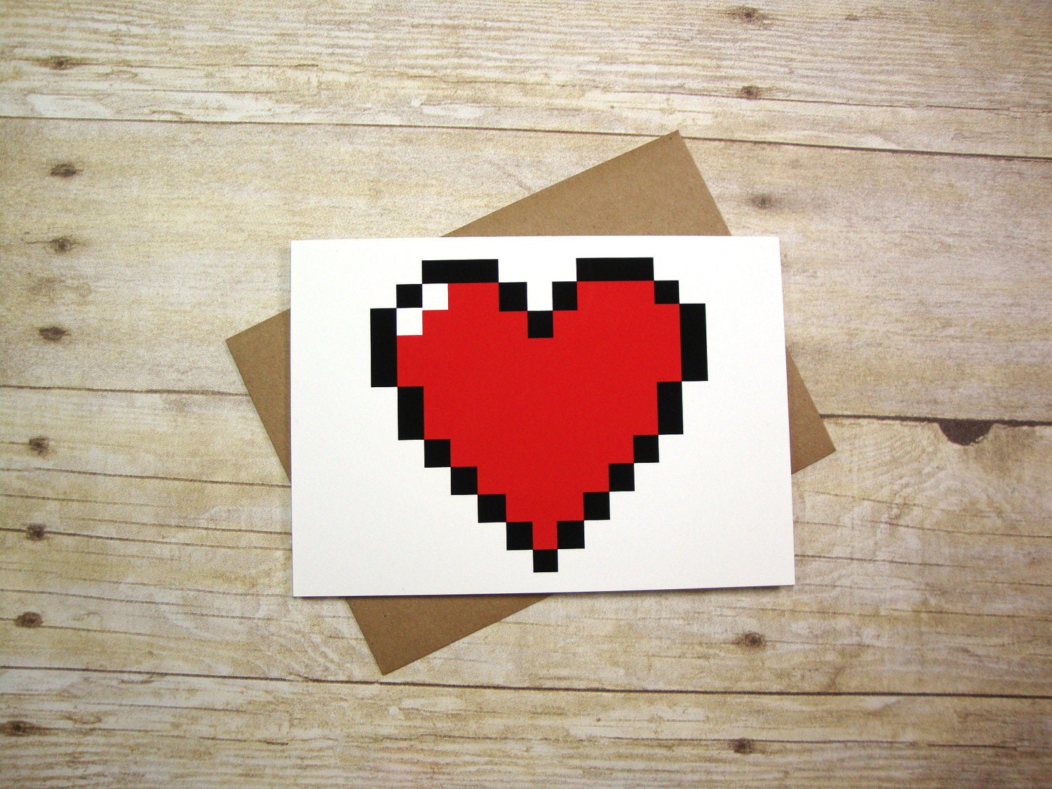 Nerd I Love You Greeting Card -- Pixel Heart - aLouCreations