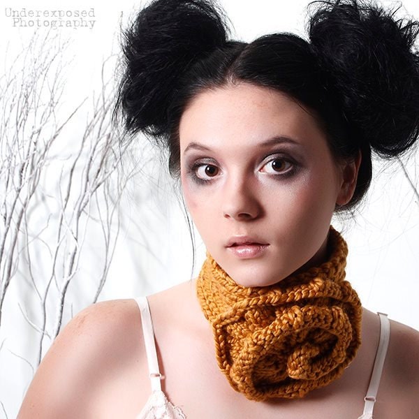 Neckwarmer, Hand Knit Scarflette,  Knit Neckwarmer--Ready to Ship--