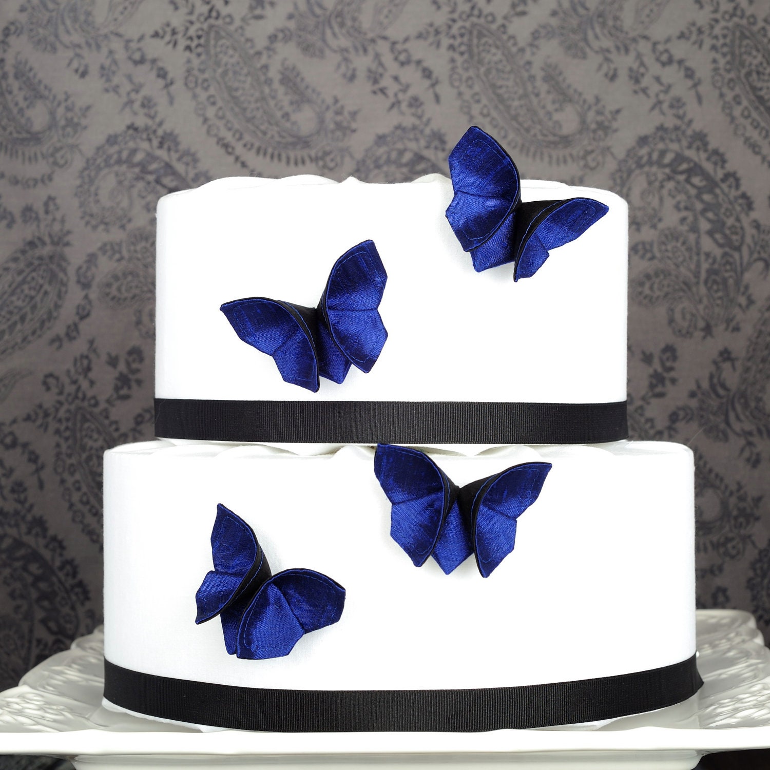 Butterfly Wedding Cake Decorations SET OF 4 Silk Origami Butterfly Cake Decorations Custom Made 100 Colors of Silk medium size