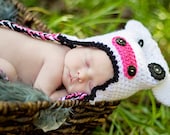 Newborn Cow Hat White Beanie with Ear Flaps Baby Costume Crochet Photography Prop 0 - 3 Months MADE TO ORDER, Children Clothing