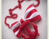 Old School Pin Up -Style Sailor Necklace with red Anchor
