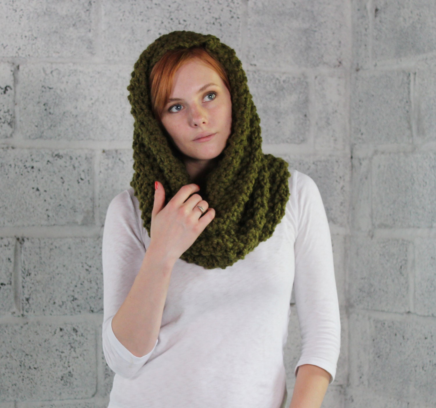 Sale - Unisex Wool Moss Stitch Snood in Cilantro - Ready to Ship