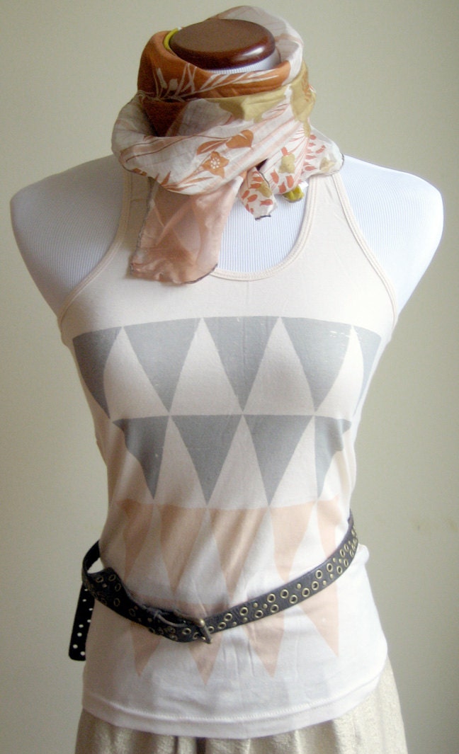 Womens Tank Top, Triangles, Screen printed, Racerback