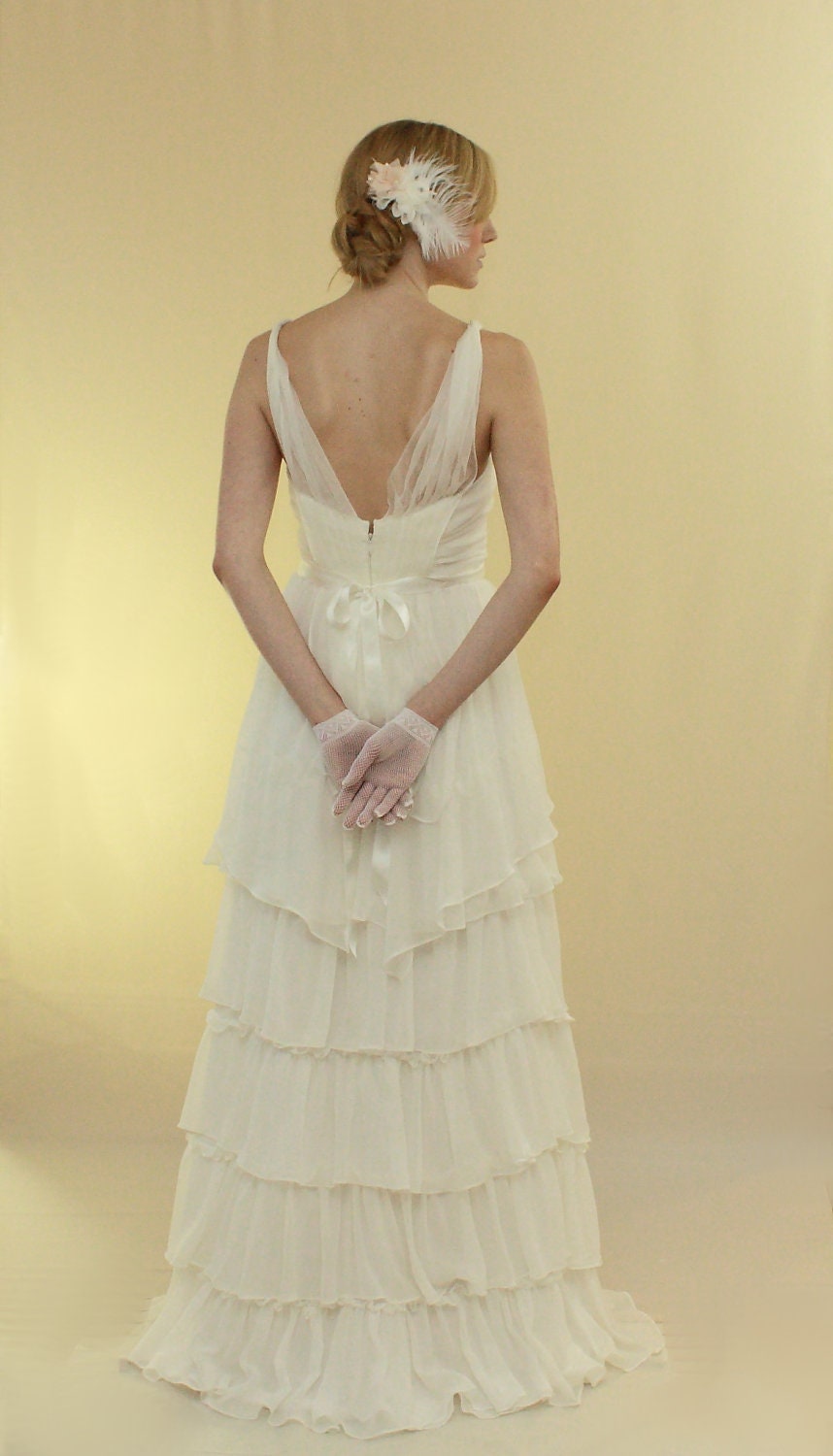 Ruffled Silk Wedding Dress