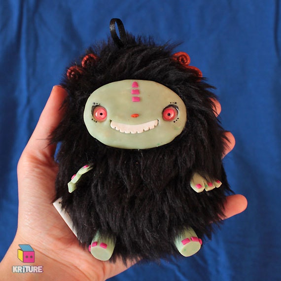 Adorable Toy Cute monster Little creature Wild Critters - Softie fluffy clay yeti monster, unique mixed media designer toy - Kriture n. 44