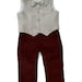 Natural linen burgundy striped vest 74/12m-134/8