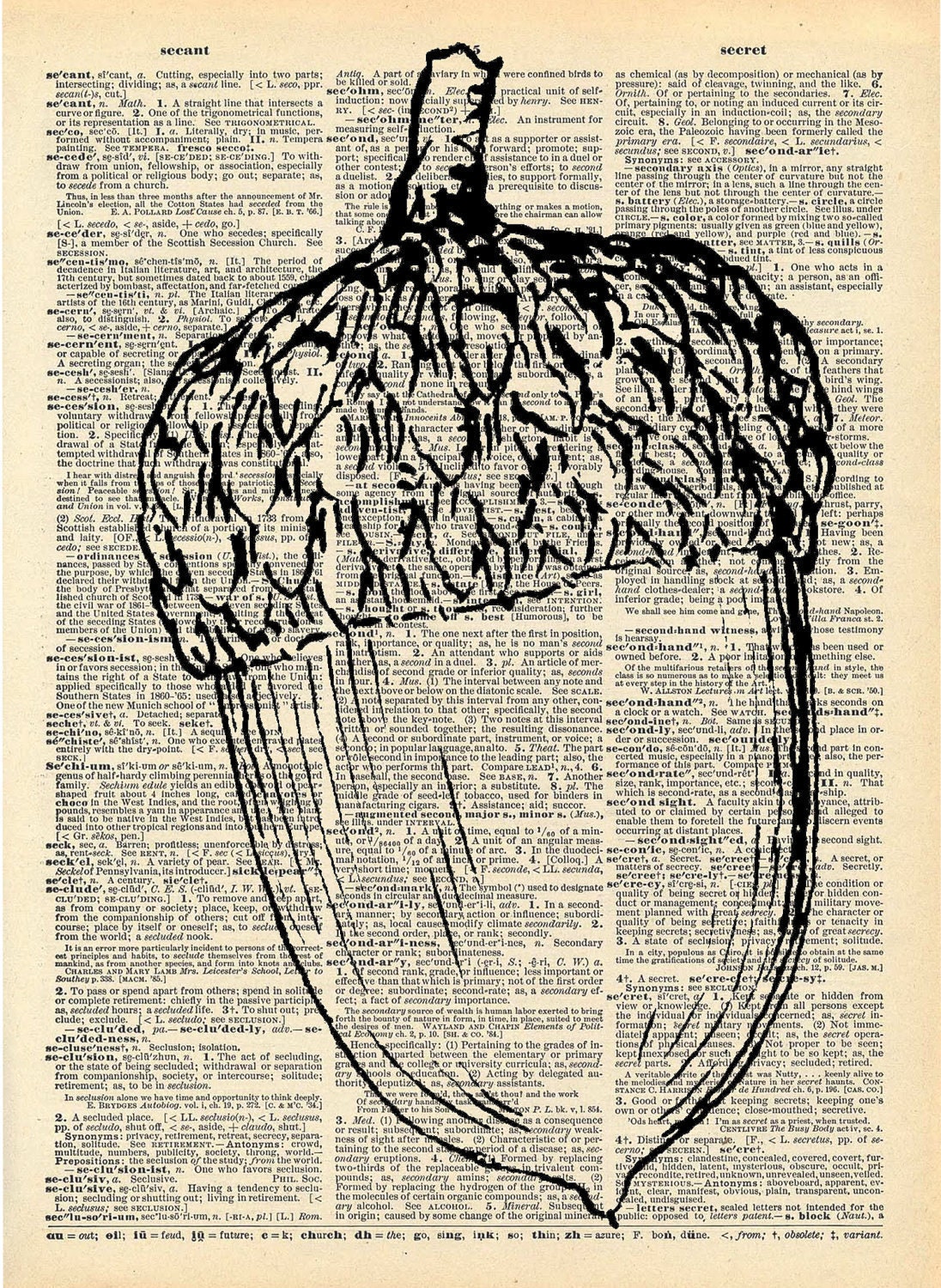 Vintage Book Art Dictionary Print - Woodland Acorn Art - Recycled Antique Book Print - Rustic Fairytale Forest Art Print