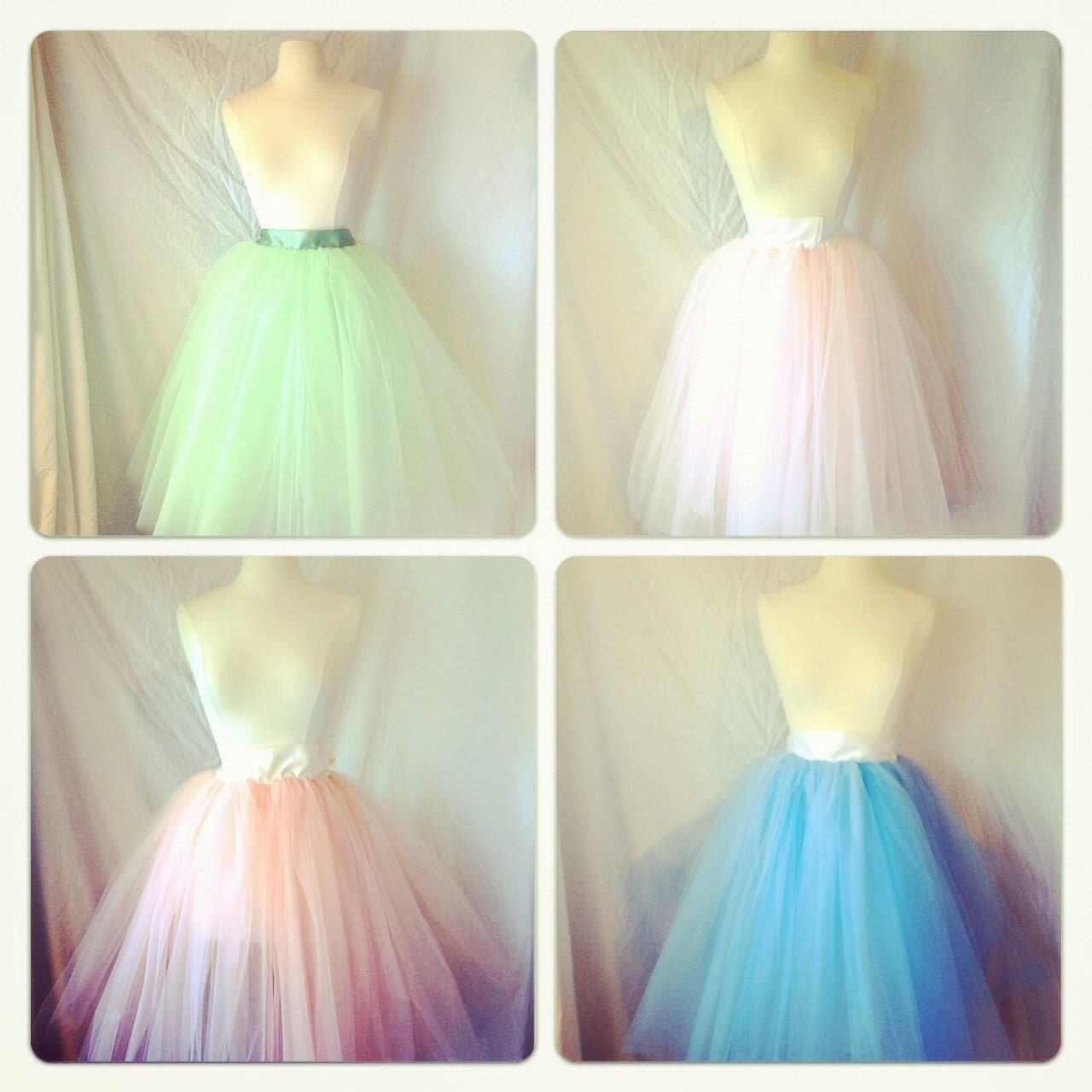 Tea Length Tulle Tutu Skirt with Satin Sash Customize your Colors Ballet