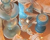 Turquoise Milk Glass Vanity Jar Apothecary Jar