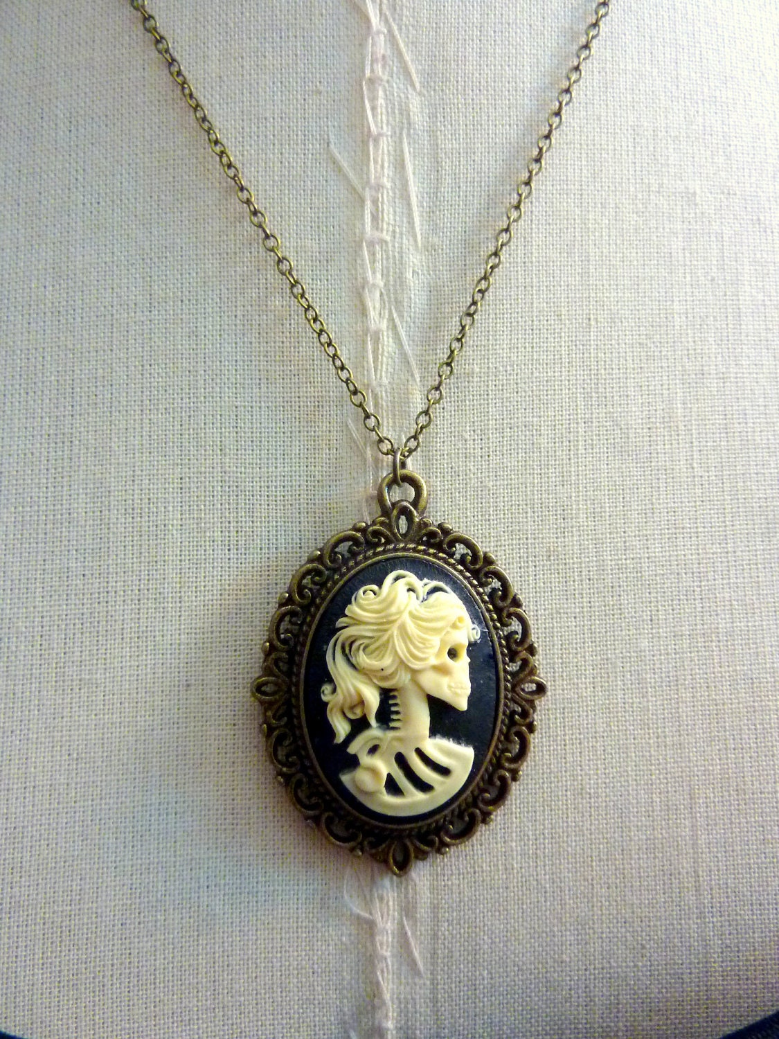Skeleton Cameo Pendant Necklace by Joolienn on etsy