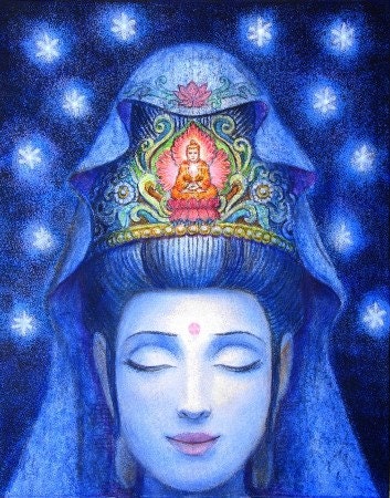 Spiritual Goddess Kuan Yin Buddha Art Poster Buddhist Zen Buddhism meditation print of painting