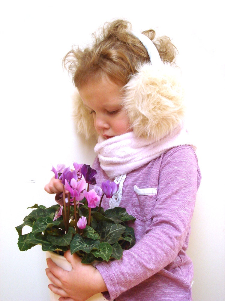 Earmuffs, beige girl ear muffs, children accessory, gift for toddler girl