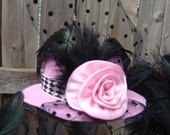 Steampunk Pink Harlequin Mini Top Hat Fascinator