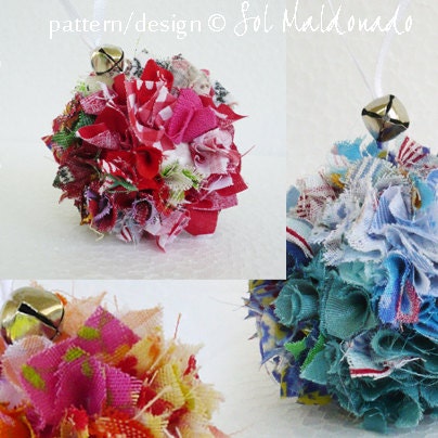 Christmas Ornament Fabric Eco Friendly Balls - NO sewing - Christmas tree ornament  tutorial