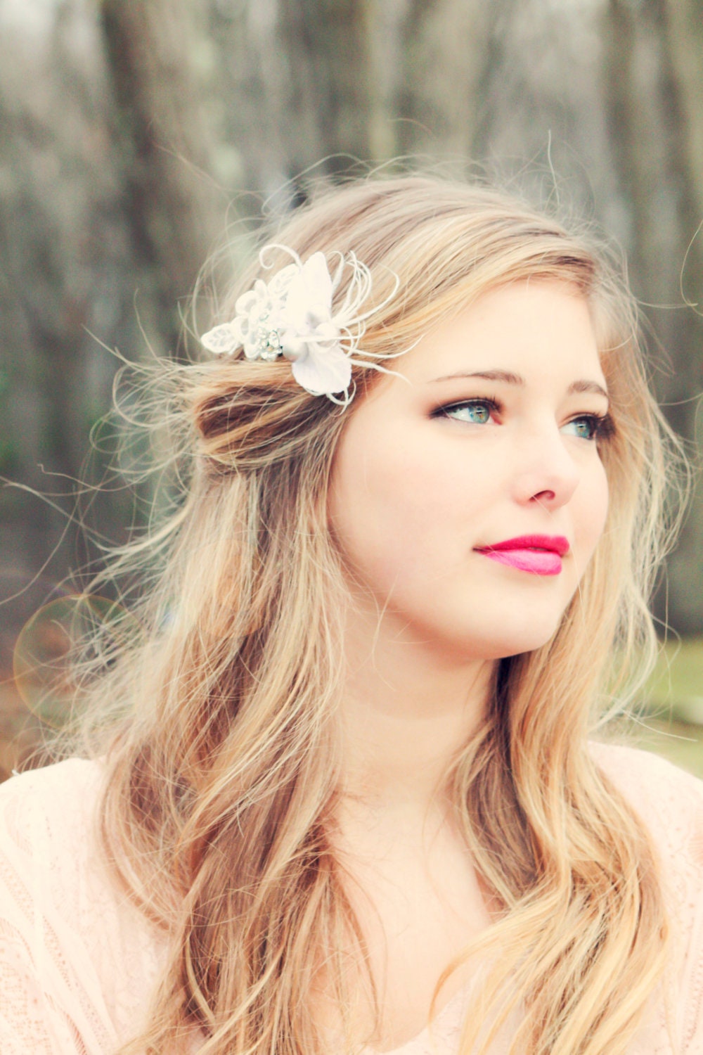bridal headpiece bridal feather hair clip feather fascinator