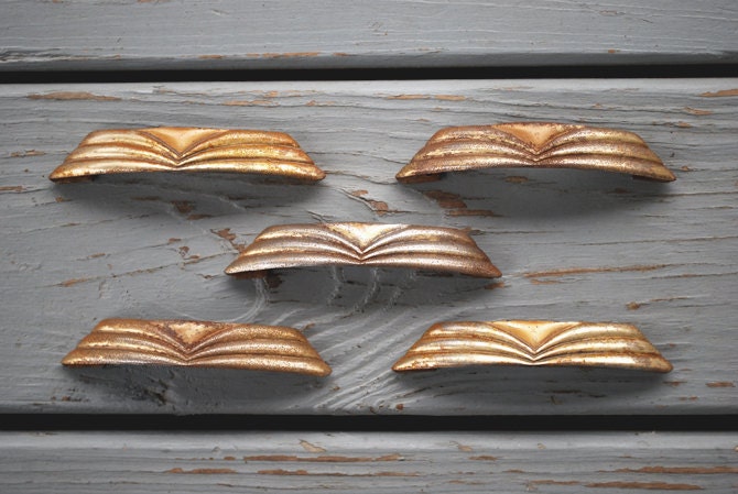 Vintage Gold Art Deco Drawer Pulls