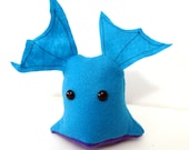 Eyes in the Back of His Head- Light Blue Monster Alien Plush with fin ears