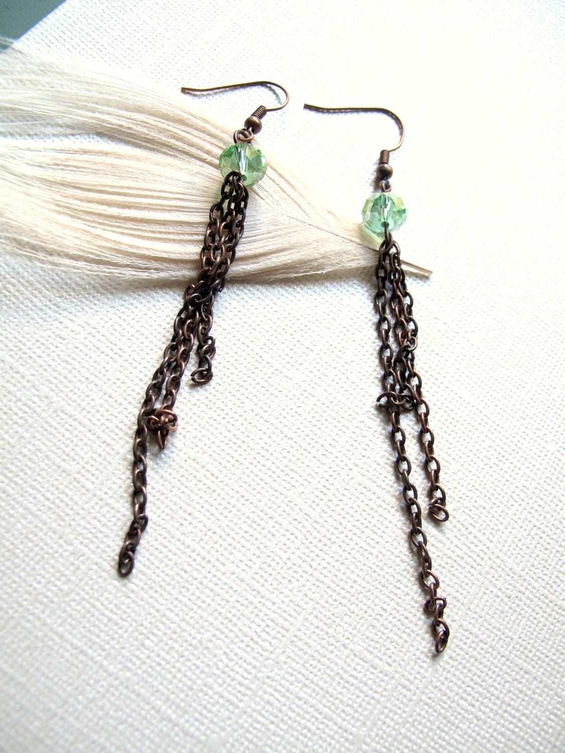PIERPONT Earrings - Peridot Swarovski Crystal and Oxidized Copper