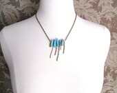 RIVERSIDE Necklace - Turquoise Stone and Mixed Copper Chain Fringe