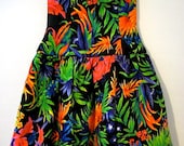 Vintage 80s 90s hawaii mini tube dress with boning and tulle - FREE shipping worldwide