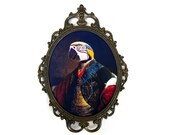 Earl of Psittacoidea -  Ornate Vintage Metal Frame, Domed Glass