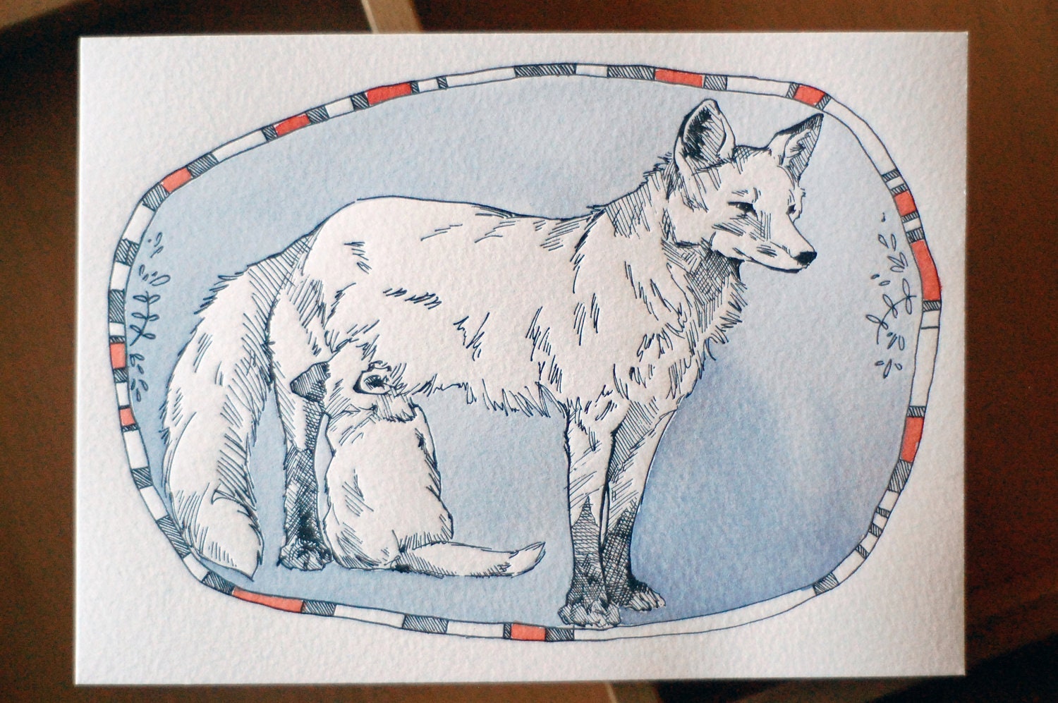 Letterpress Print - Fox and Kit