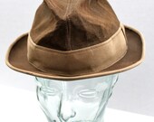 vintage Towncraft suede leather fedora // distressed 60s classic // large // two-tone