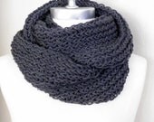 Charcoal Gray Scarf, Infinity Scarf, Knit Fall Scarf, Loop Scarf, Mobius Scarf, Fashion Knitwear, Fall Essentials,