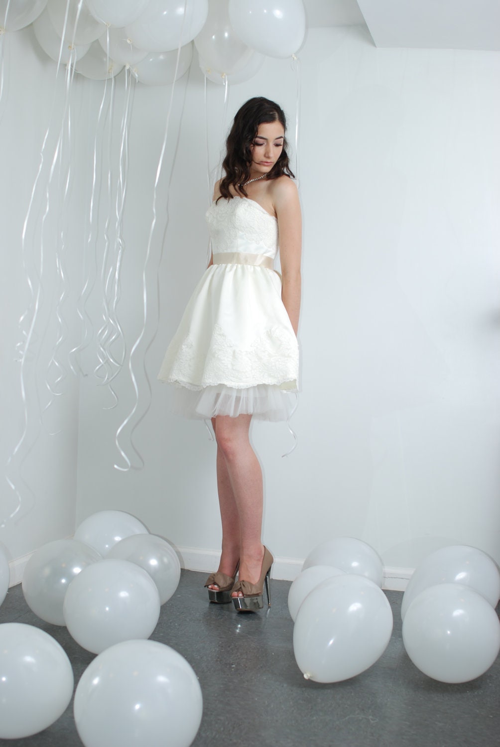 Lacy Lou Dress- Alencon Lace - Short wedding dress