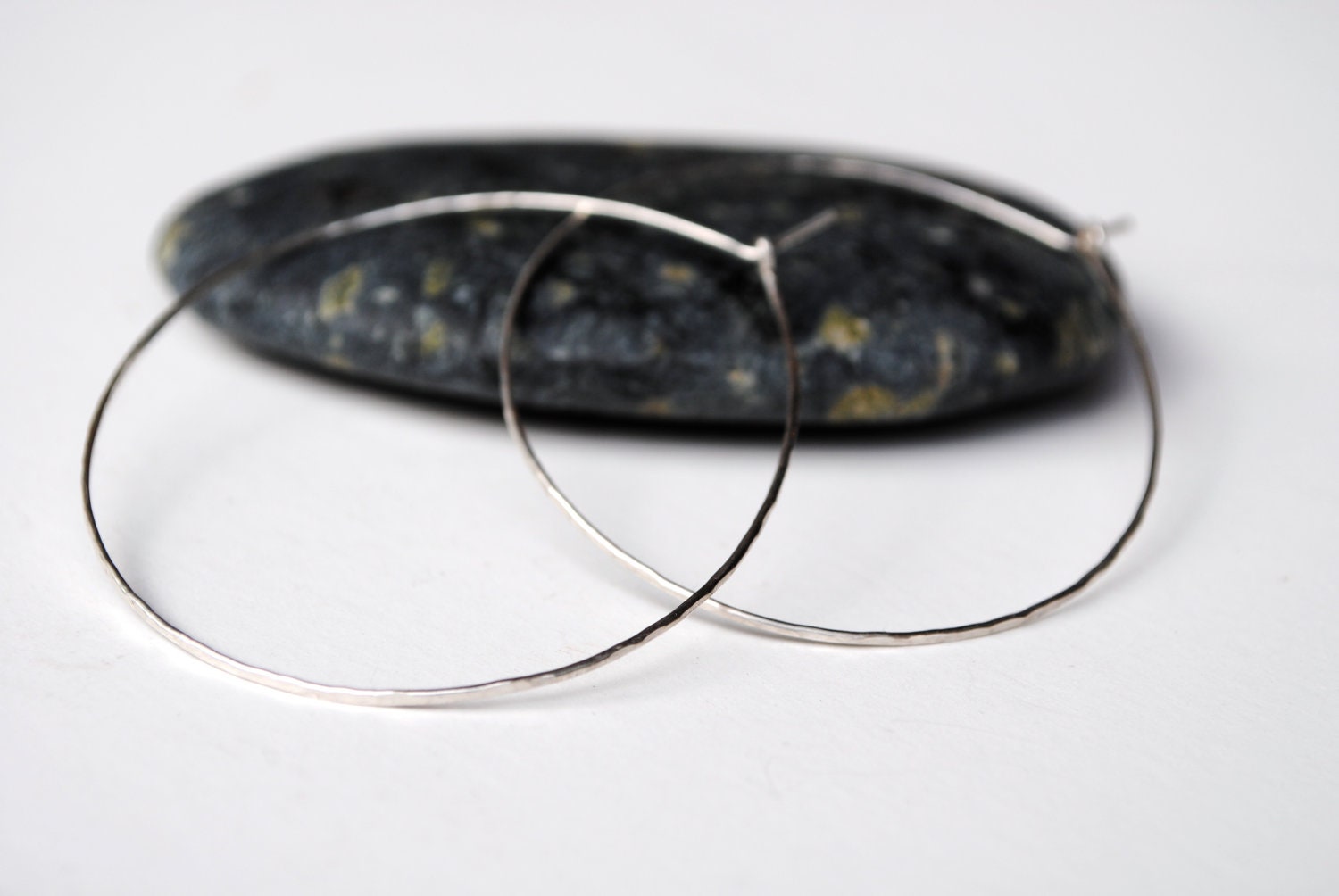 Silver hoops, Large, Thin Silver hoop earrings