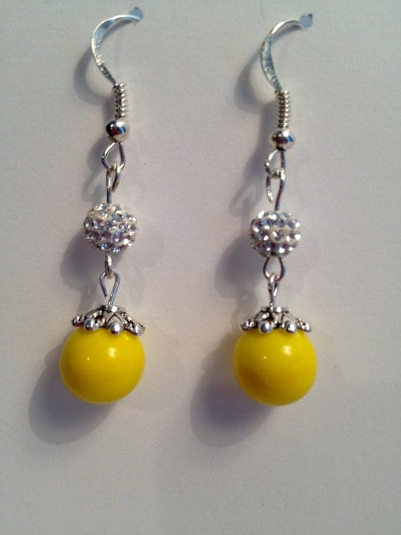 Yellow Beaded Earrings