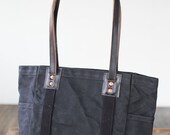No. 115 Carry Tote in Black Waxed Canvas & Black Horween Leather