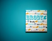Personalized Wall Art, Modern Circus Canvas, Nursery Art