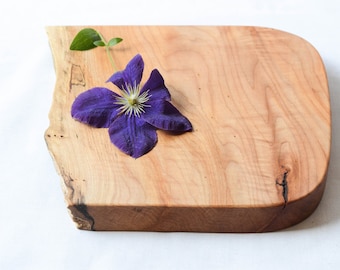 Organic Original Wooden Serving Board, Natural Edge Salvaged Maple 675, Ready to Ship