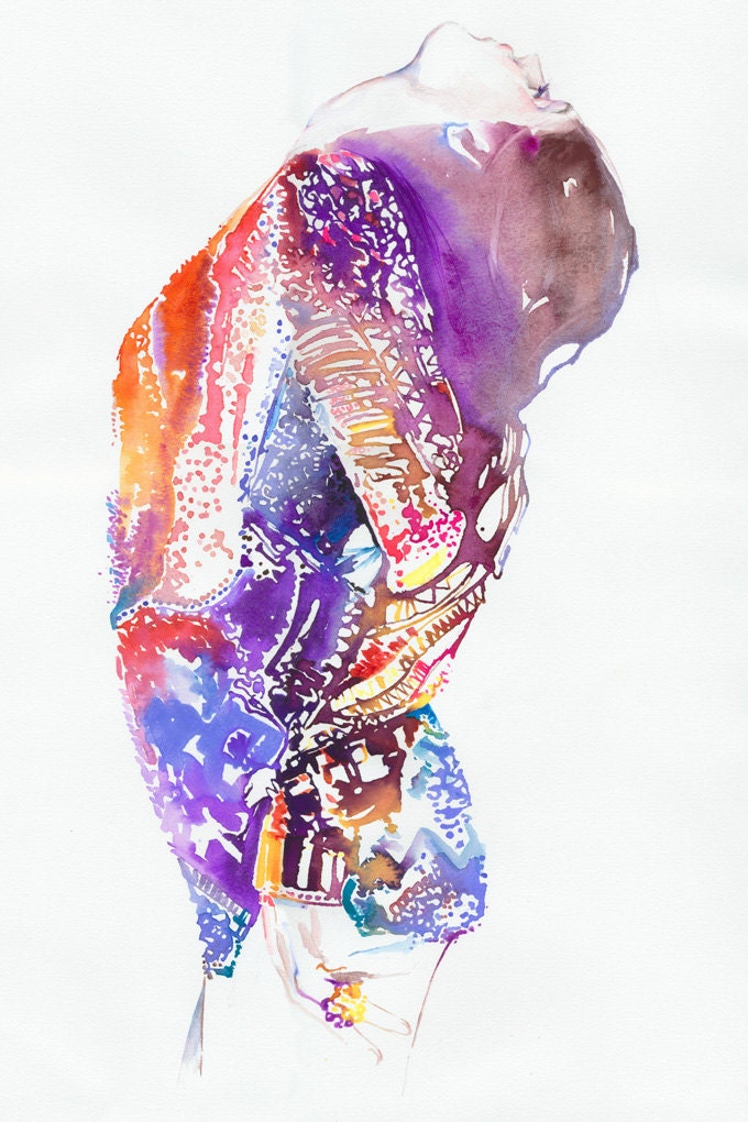Limited Edition Print of Watercolour Painting, Fashion Illustration. Titled - Scarlett