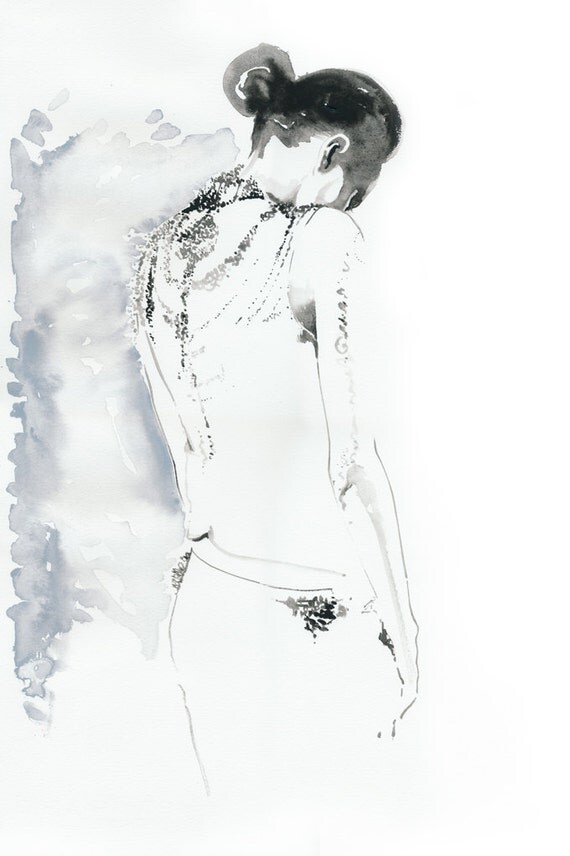Print of Original Ink and Watercolor Painting, Watercolour Fashion Illustration - Karlie
