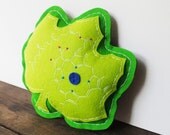 Maple Leaf Pillow with Chlorophyll Molecule Embroidery - Science Plush Decor - Chemistry Biology Plant
