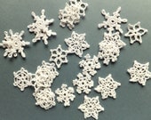 Crocheted snowflakes, handmade Christmas decorations, small gift wrapping applique  /set of 15/