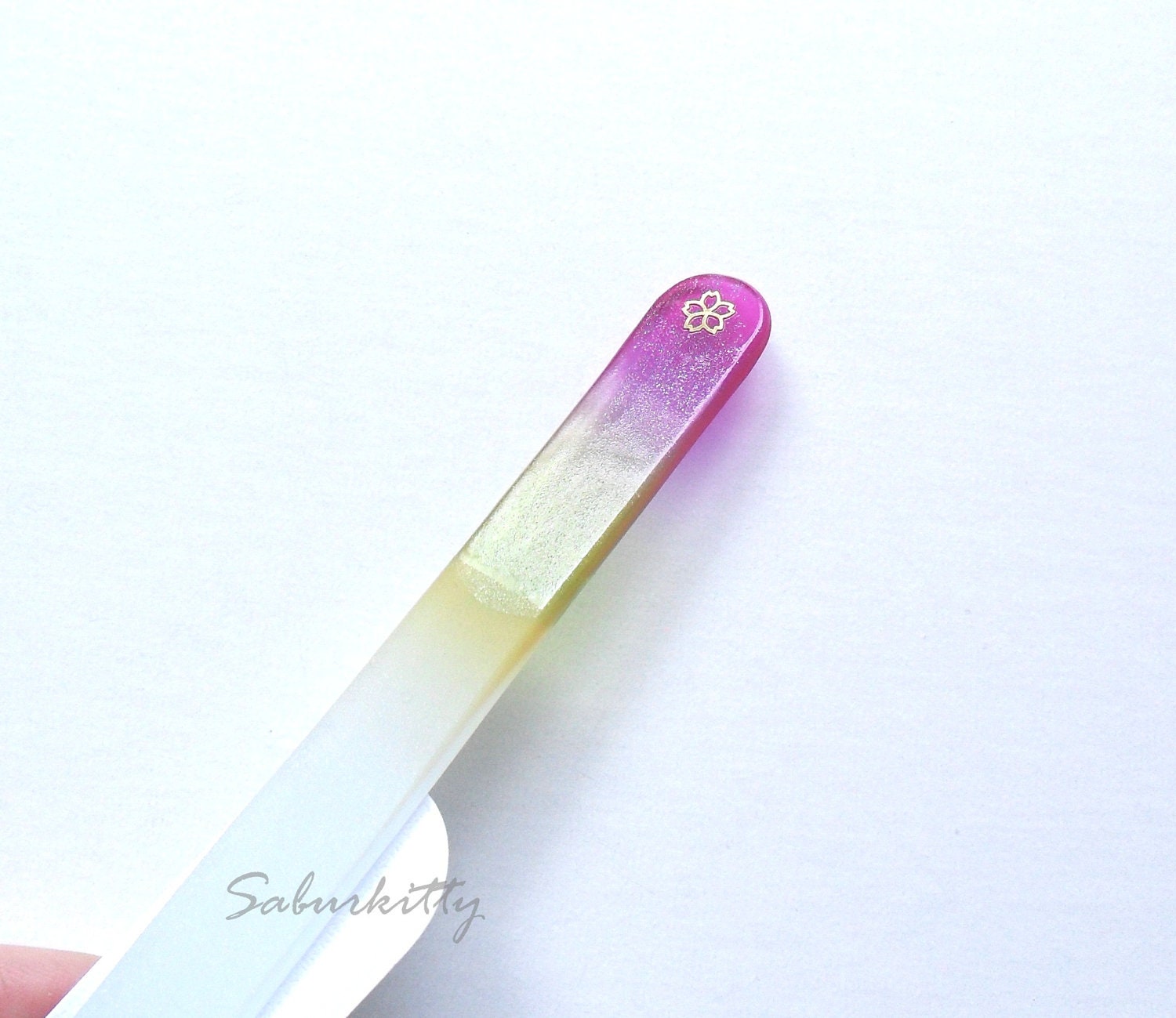 Sakura Golden Crystal Nail File hot pink yellow gold decorative plum cherry blossom designer flower