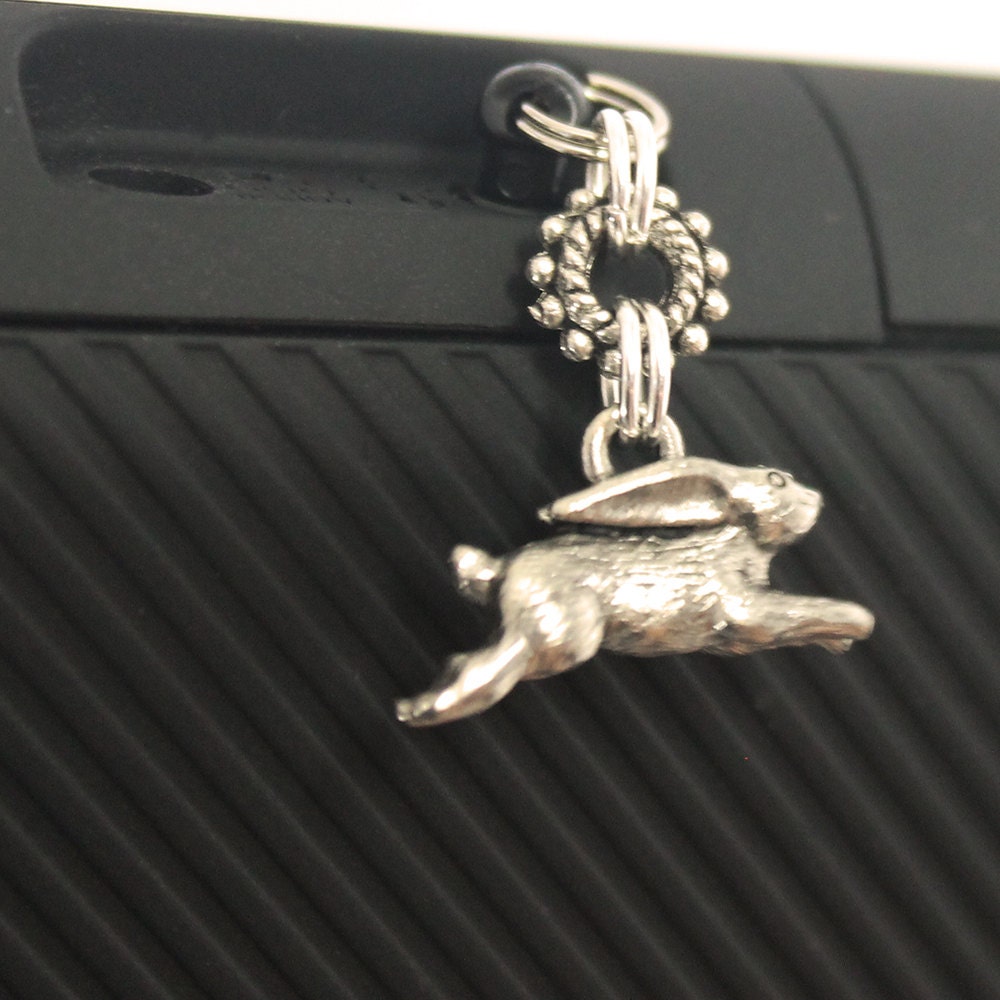 Iphone Plug - Bunny Rabbit Cell Phone Charm, Mini Chainmail