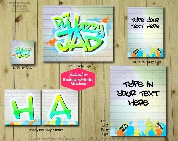 OFF the WALL Collection - Printable Party Décor Il_570xn