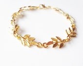 Aphrodite - Grecian Bracelet - Grecian Jewelry Gold Leaf Bracelet Gold Bridal Leaf Bracelet Woodland Bracelet Gold Wedding Bracelet Elegant