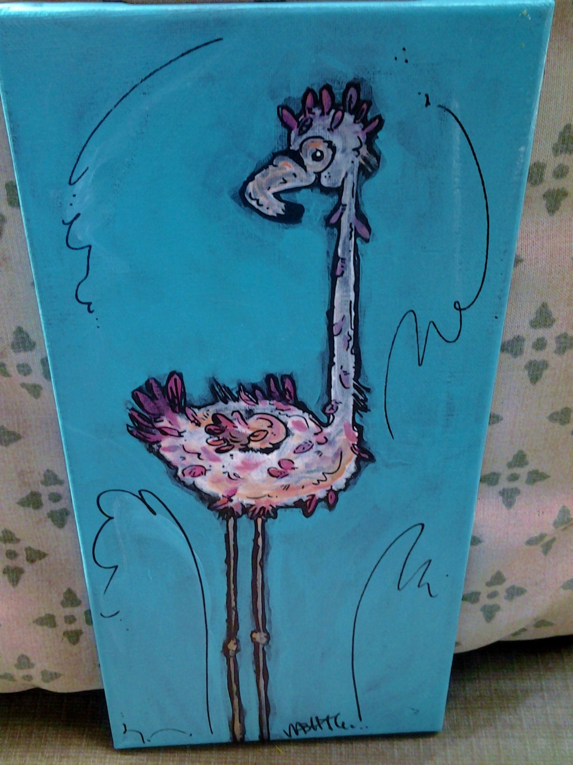 Flamingos/The Teenager/Pink Flamingos Painting Acrylic on Canvas Original