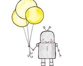 Hello Robot 8x10 archival print, Baby nursery print, childrens art print, kids room decor, kids wall art, child decor, baby art