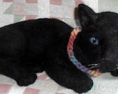 Panther needle felted black jungle animal